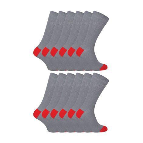 12 Pack Mens Soft Breathable Cotton Bulk Buy Contrast Heel & Toe Socks