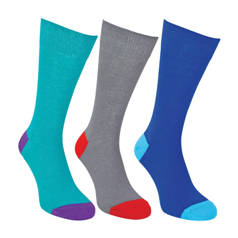 12 Pack Mens Soft Breathable Cotton Bulk Buy Contrast Heel & Toe Socks