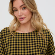 Wyn Mustard Check Print Top