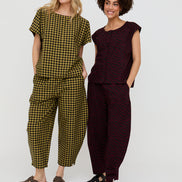 Wyn Mustard Check Print Top
