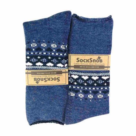 1 Pack Ladies Turn Over Top Warm Nordic Bed Socks for Winter