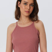 Organic Ribbed Crop Top with Spaghetti Straps: Women's