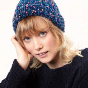 Louche Shannon Knitted Nep Beanie With Faux Fur Bobble - Navy