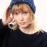 Louche Shannon Knitted Nep Beanie With Faux Fur Bobble - Navy