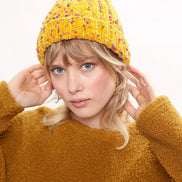 Louche Shannon Knitted Nep Beanie With Faux Fur Bobble - Mustard