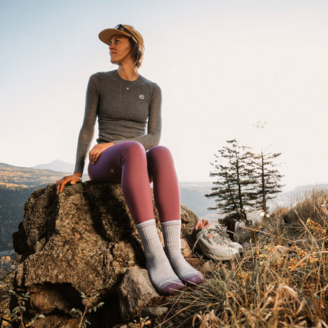 Ladies Micro Crew Cushioned Midweight Hiking Merino Wool Socks