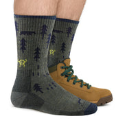 Mens Forest Patterned Boot Midweight Merino Wool Hiking Socks