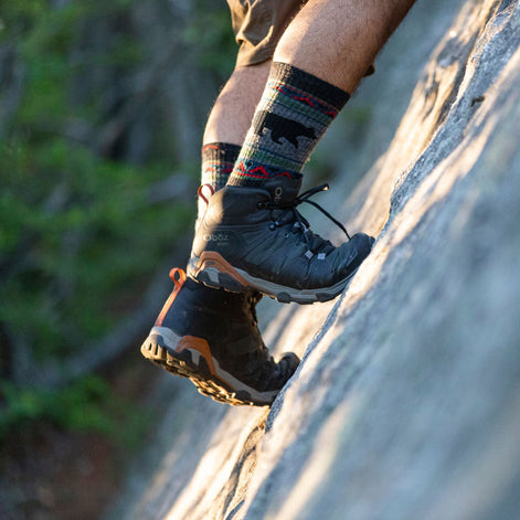 Mens Merino Wool Boot Midweight Seamless Patterned Hiking Socks
