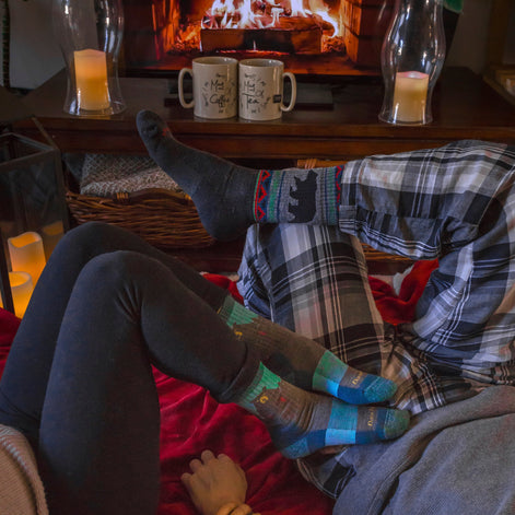 Mens Merino Wool Boot Midweight Seamless Patterned Hiking Socks