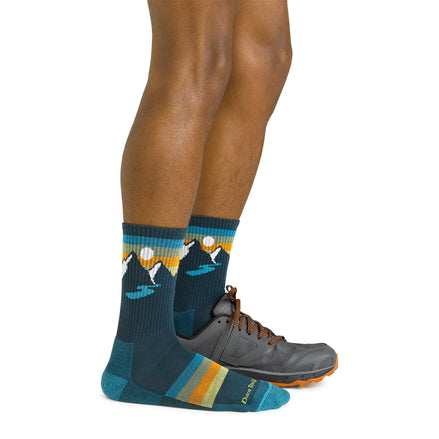 Mens Sunset Patterned Micro Crew Lightweight Hiking Seamless Merino Socks