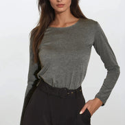 Charcoal Round Neck Long Sleeve Top
