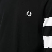 Ringer Embroidered Cotton Sweatshirt Black