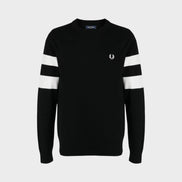 Ringer Embroidered Cotton Sweatshirt Black