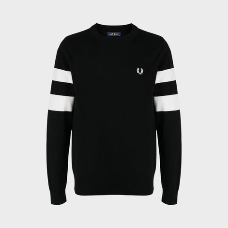 Ringer Embroidered Cotton Sweatshirt Black