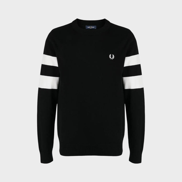 Ringer Embroidered Cotton Sweatshirt Black