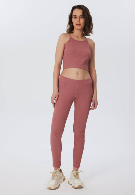 Organic Ribbed Crop Top with Spaghetti Straps: Women's