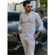 TP-11 - Men's Summer Suit Waistcoat Trousers Linen Formal Light Grey Wedding