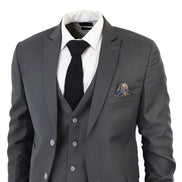 IM1 Men's Classic Plain Charcoal 3 Piece Suit