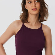 Organic Ribbed Crop Top with Spaghetti Straps: Women's