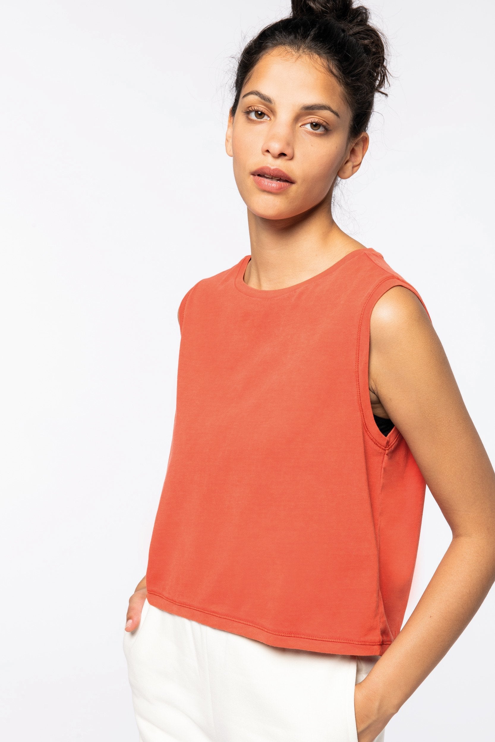 Organic Faded Cropped Tank Top: Women's