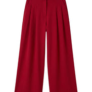 Tyler Fine Twill Pleat Front Wide Leg Trouser - Chilli Red