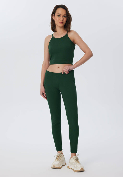Organic Ribbed Crop Top with Spaghetti Straps: Women's