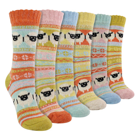 Ladies 6 Pack Alpaca Socks with Sheep Pattern
