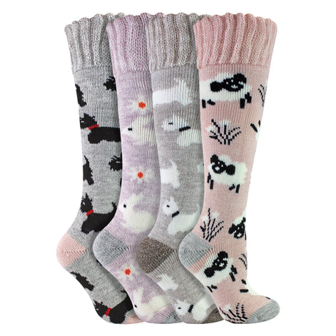 4 Pairs Long Soft Lounge Bed Socks for Ladies