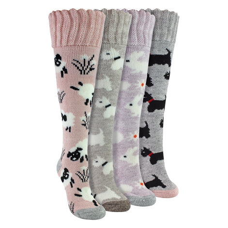 4 Pairs Long Soft Lounge Bed Socks for Ladies