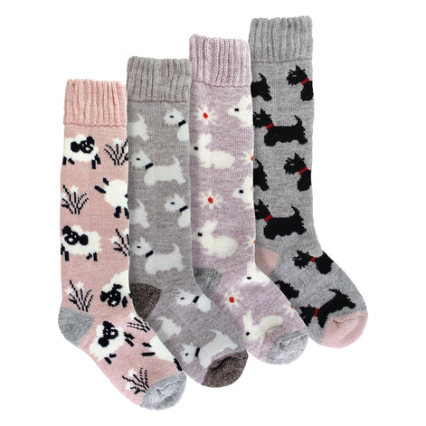 4 Pairs Long Soft Lounge Bed Socks for Ladies