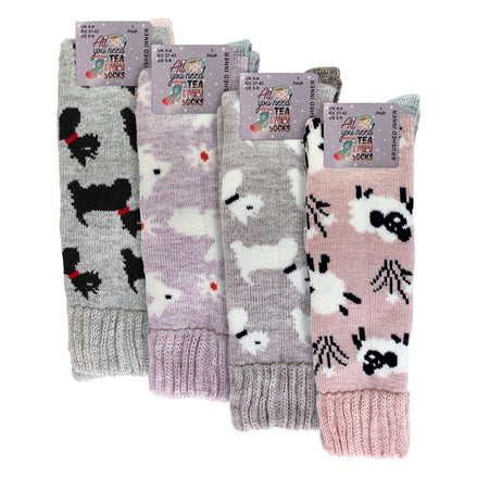 4 Pairs Long Soft Lounge Bed Socks for Ladies