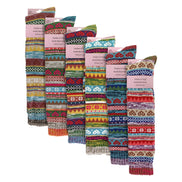 6 Pairs Ladies Knee High Nordic Patterns Socks