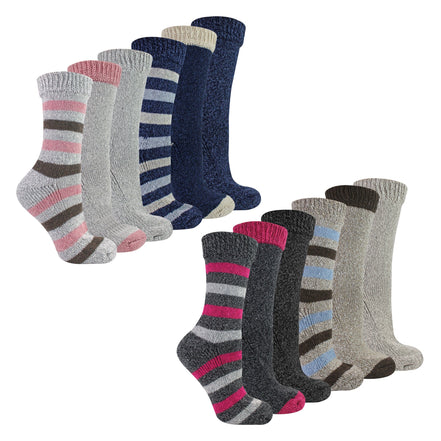 12 Pairs Ladies Non Elastic Boot Socks with Stripes