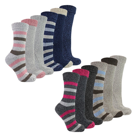 12 Pairs Ladies Non Elastic Boot Socks with Stripes