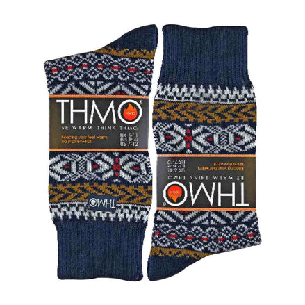 1 Pack Men's Vintage Nordic Thermal Thick Wool Blend Socks