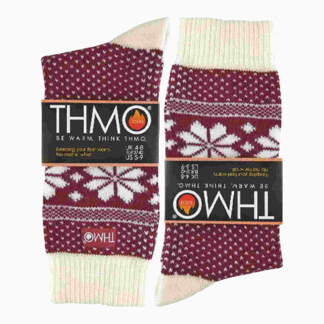 1 Pack Ladies Vintage Nordic Fairisle Winter Thermal Wool Blend Socks