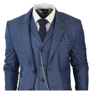 AK-09 - Men's 3 Piece Blue Prince of Wales Check Suit