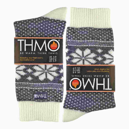 1 Pack Ladies Vintage Nordic Fairisle Winter Thermal Wool Blend Socks