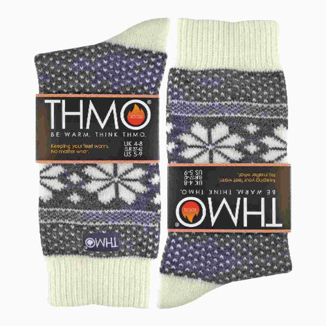 1 Pack Ladies Vintage Nordic Fairisle Winter Thermal Wool Blend Socks