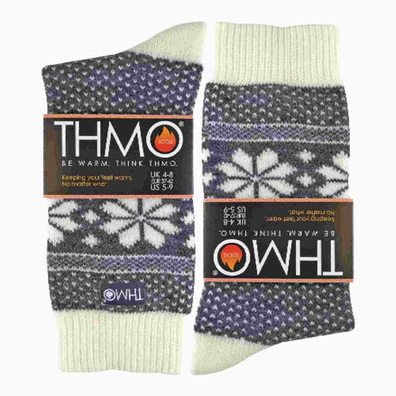 1 Pack Ladies Vintage Nordic Fairisle Winter Thermal Wool Blend Socks