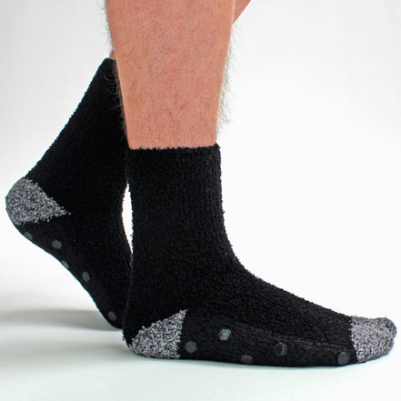 4 Pack Men's Cosy Soft Fluffy Slipper Bed Socks with Grips