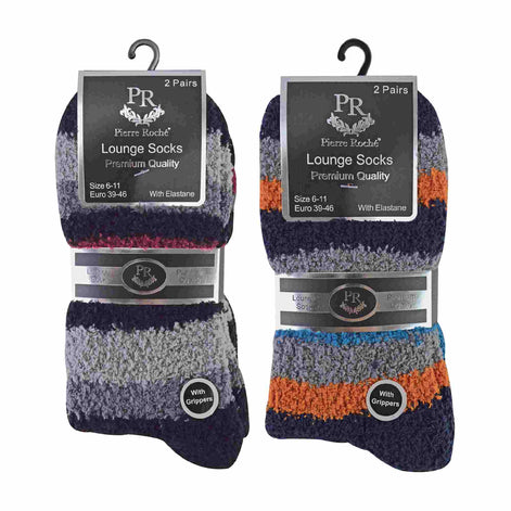 4 Pack Men's Cosy Soft Fluffy Slipper Bed Socks with Grips
