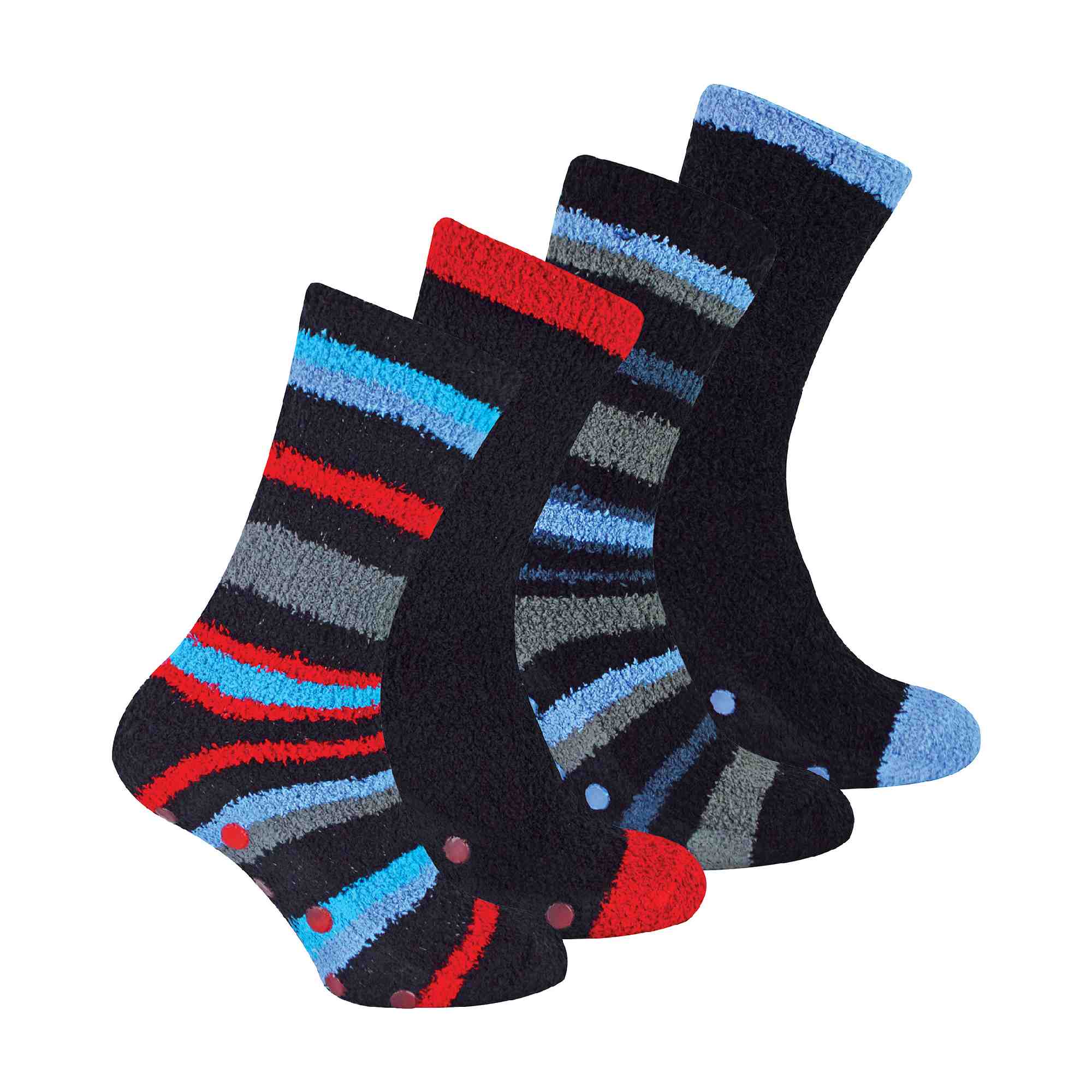 4 Pack Men's Cosy Soft Fluffy Slipper Bed Socks with Grips