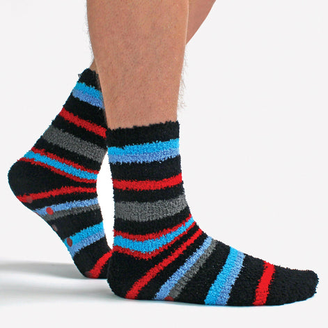 4 Pack Men's Cosy Soft Fluffy Slipper Bed Socks with Grips