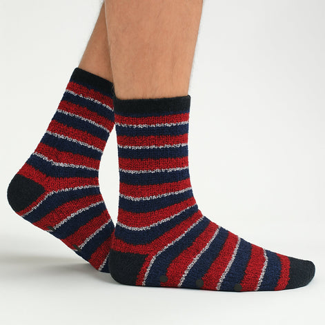 4 Pack Men's Cosy Soft Fluffy Slipper Bed Socks with Grips