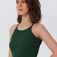 Organic Ribbed Crop Top with Spaghetti Straps: Women's