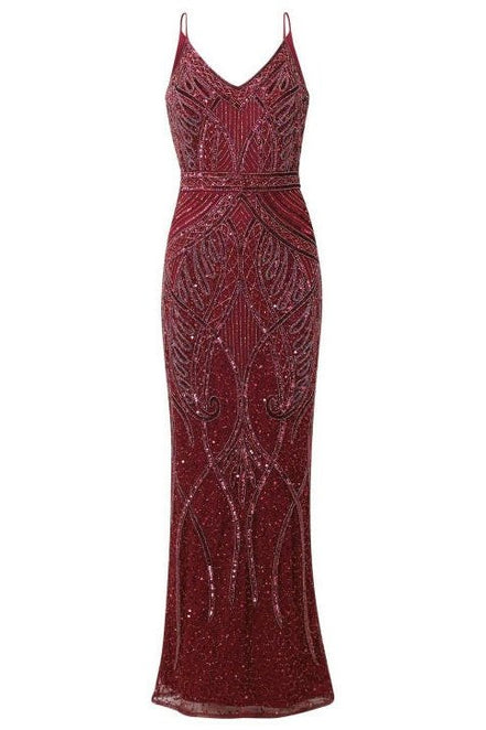Flory Berry Beaded Maxi Dress