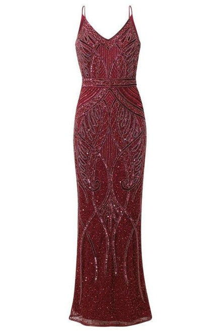 Flory Berry Beaded Maxi Dress