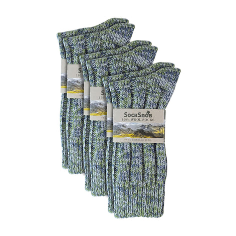 3 Pack Men's 100% Wool Socks with Reinforced Heel and Toe