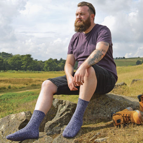 3 Pack Men's 100% Wool Socks with Reinforced Heel and Toe